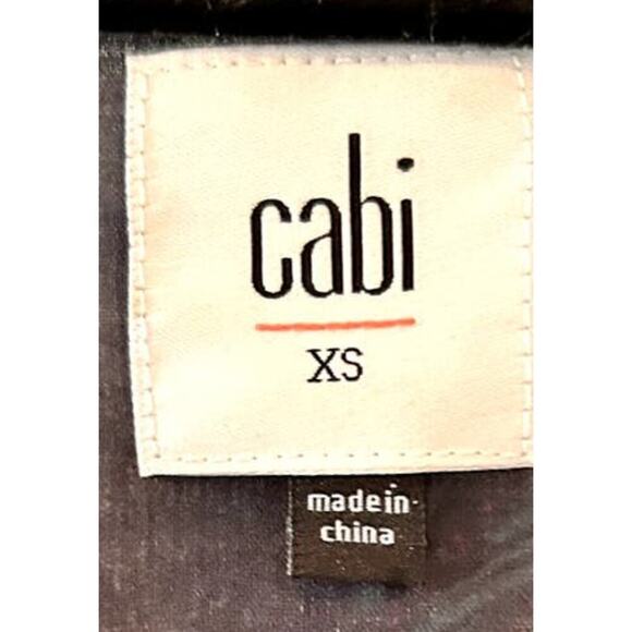 CAbi Olivia V Neck Flared 3/4 Bell Sleeves Blue Floral Cropped Chiffon Blouse XS - Picture 2 of 5